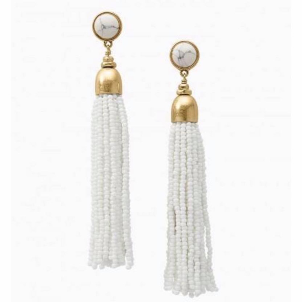 Stella & Dot Gita Tassel Earrings, White